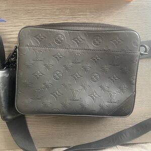 Louis Vuitton Black Messenger Bag with Iconic Monogram